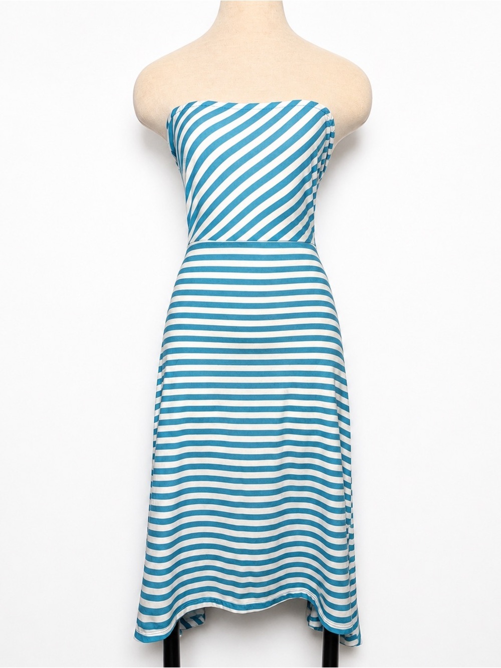 5th & Love Blue & White Striped Strapless High-Low Dress Size Small